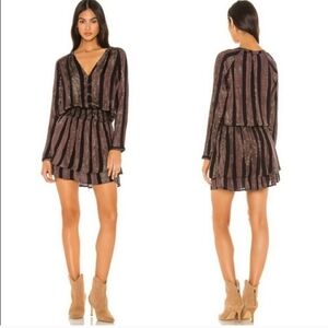 Rails Jasmine Midas striped long sleeve dress shimmer with gold stripe dress M